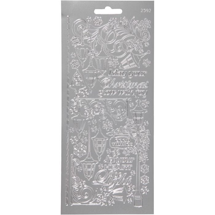 Stickers, lanterne, foglio 10x23 cm, argento, 1 fgl.