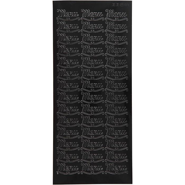 Stickers, menu, foglio 10x23 cm, nero, 1 fgl.