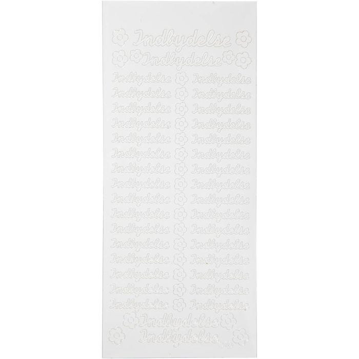Stickers, indbydelse, foglio 10x23 cm, bianco, 1 fgl.
