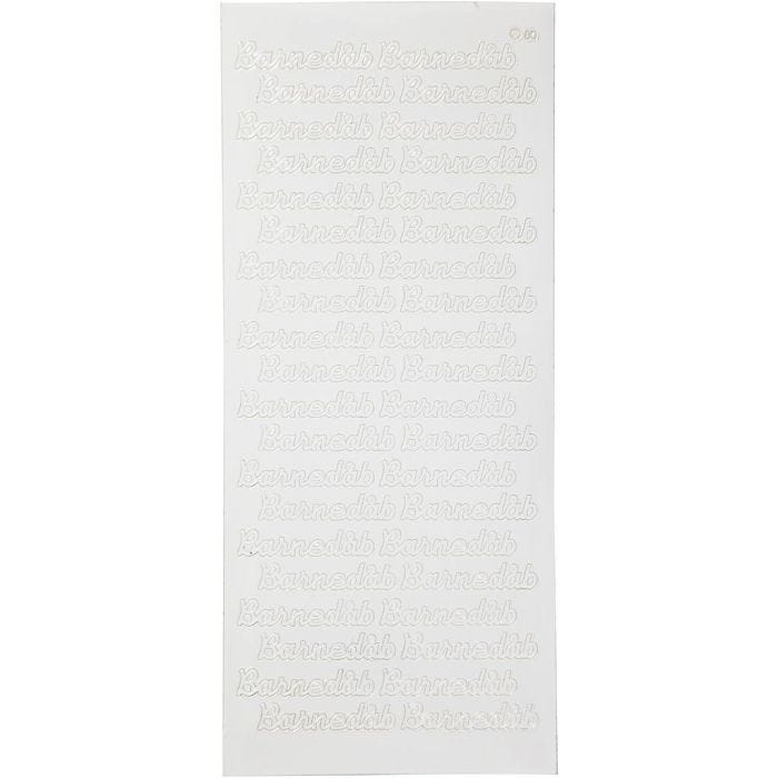Stickers, barnedåb, foglio 10x23 cm, bianco, 1 fgl.
