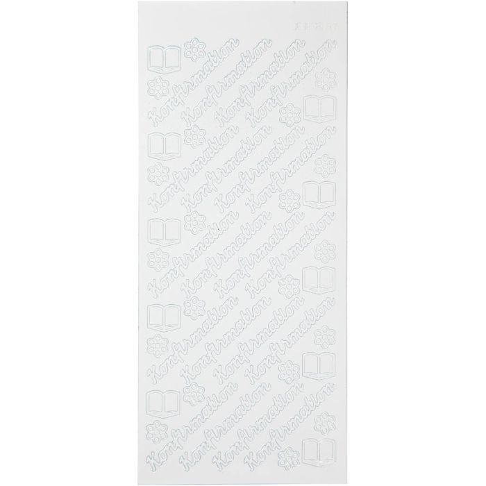 Stickers, konfirmation, foglio 10x23 cm, bianco, 1 fgl.