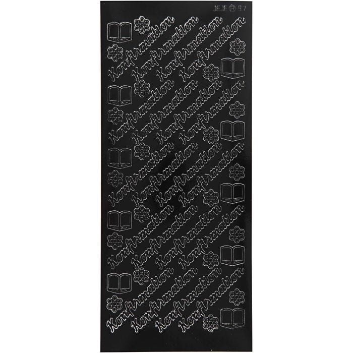 Stickers, konfirmation, foglio 10x23 cm, nero, 1 fgl.