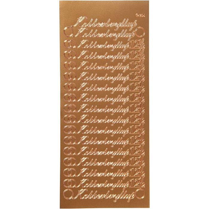 Stickers, kobberbryllup, foglio 10x23 cm, rame, 1 fgl.