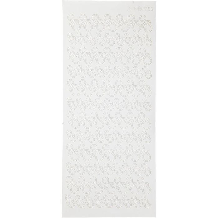 Stickers, ciucci, foglio 10x23 cm, bianco, 1 fgl.