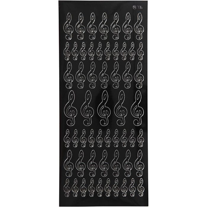 Stickers, chiave di violino, foglio 10x23 cm, nero, 1 fgl.