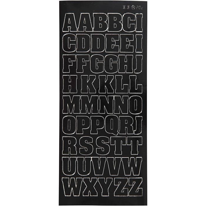 Stickers, lettere grande maiuscole, 10x23 cm, nero, 1 fgl.