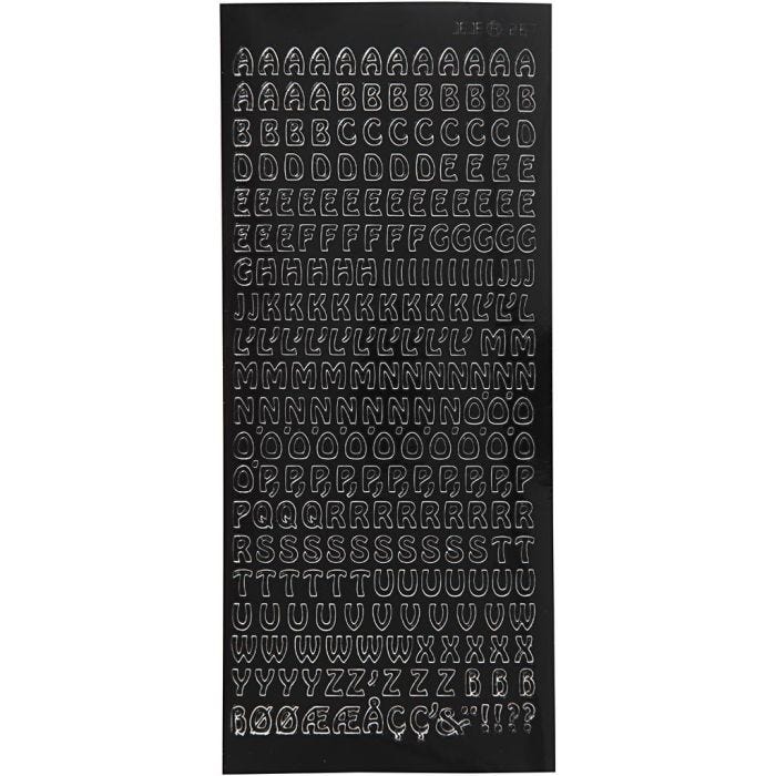 Stickers, lettere piccole maiuscole, foglio 10x23 cm, nero, 1 fgl.