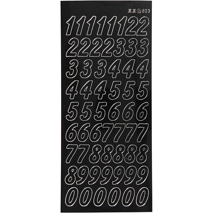 Stickers, numeri grandi, foglio 10x23 cm, nero, 1 fgl.