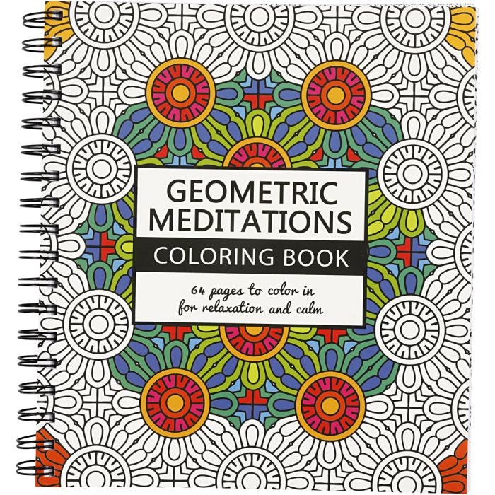 Libro da colorare Mindfullness, forme geometriche, misura 19,5x23 cm, Numero di pagina 64, 1 pz