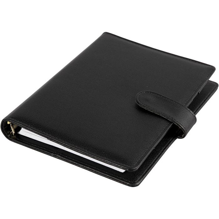 Agenda, misura 19x23,5x4 cm, cartelletta ad anelli, nero, 1 pz