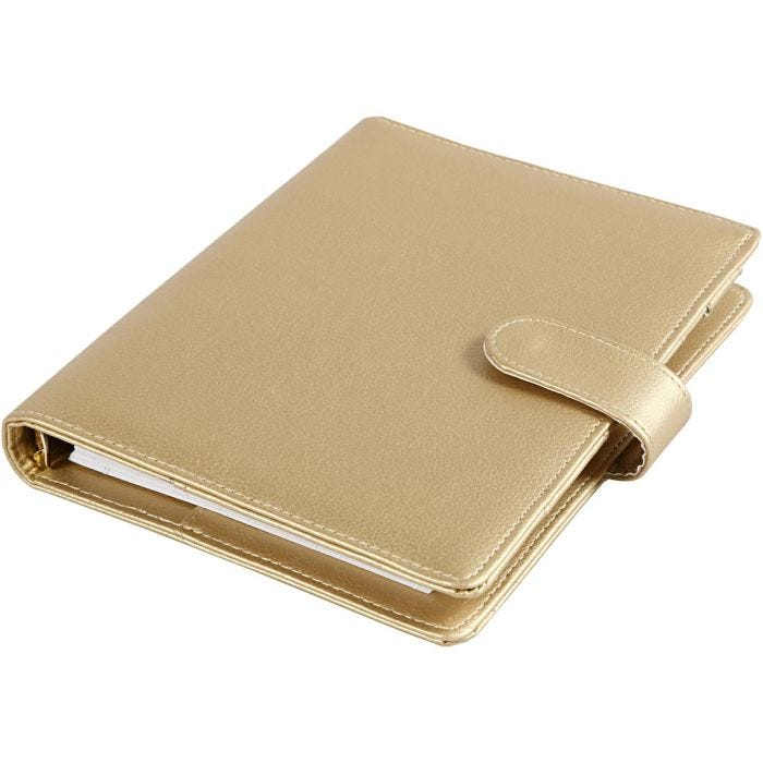 Agenda, misura 19x23,5x4 cm, cartelletta ad anelli, oro, 1 pz