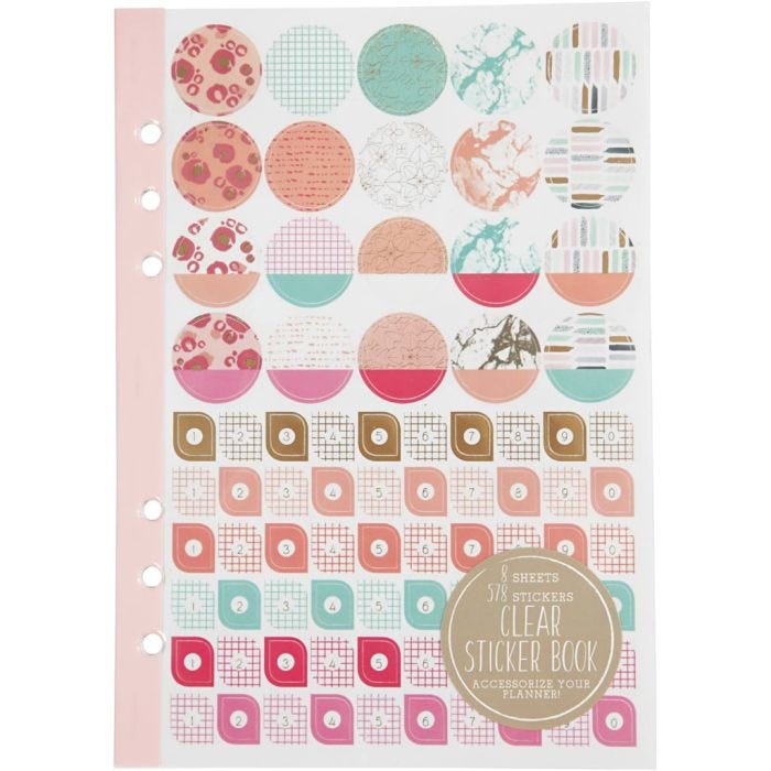 Libro stickers, acquarello, A5, oro, rosso, corallo, 1 pz