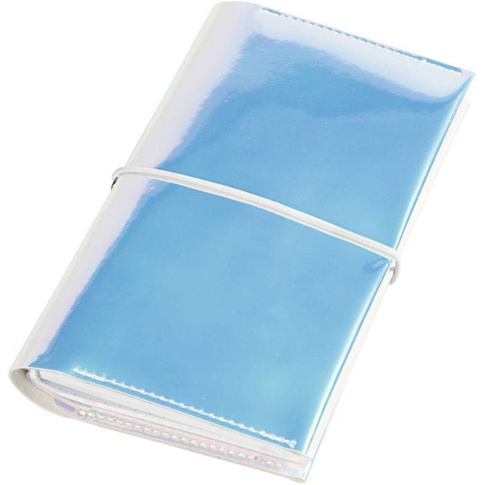 Agenda, misura 10x18x1,5 cm, chiusura con elastico, olografico, 1 pz