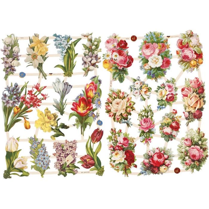 Figure fustellate vintage, Fiori primaverili, foglio 16,5x23,5 cm, 2 fgl./ 1 conf.