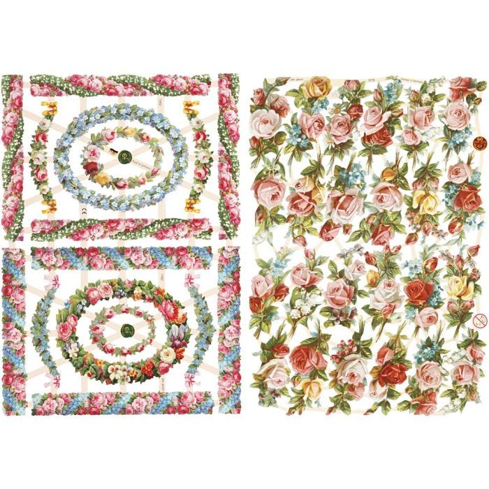 Figure fustellate vintage, Piccoli fiori, foglio 16,5x23,5 cm, 2 fgl./ 1 conf.