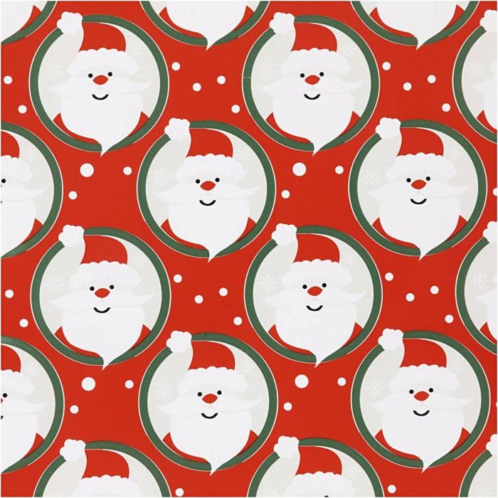 Confezione regalo, Babbo Natale, L: 50 cm, 80 g, rosso, 5 m/ 1 rot.
