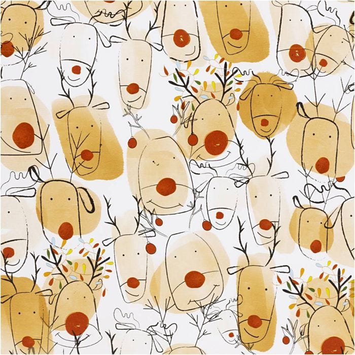 Confezione regalo, Renna, L: 50 cm, 80 g, beige, rosso, 5 m/ 1 rot.