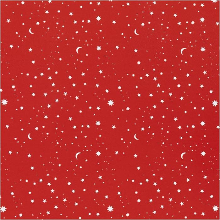 Confezione regalo, Stelle e lune, L: 50 cm, 80 g, rosso scuro, 100 m/ 1 rot.