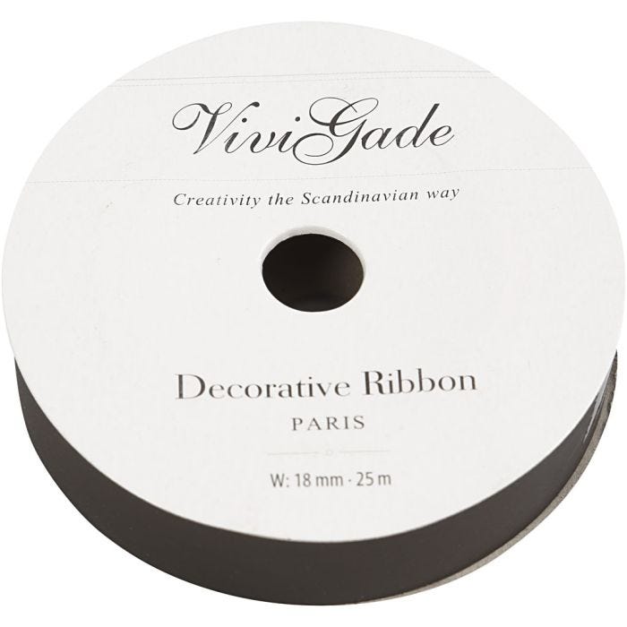 Nastro arricciabile, L: 18 mm, opaco, nero, 25 m/ 1 rot.