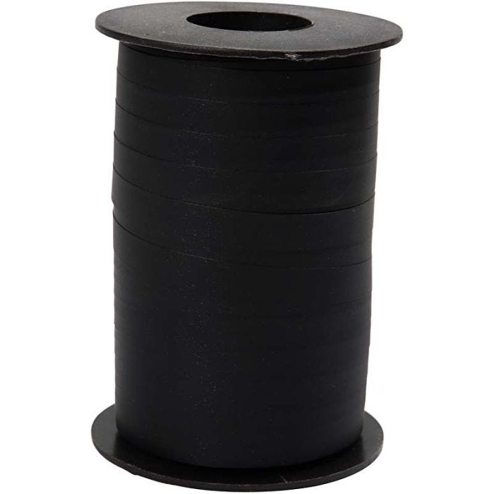Nastro arricciabile, L: 10 mm, opaco, nero, 250 m/ 1 rot.