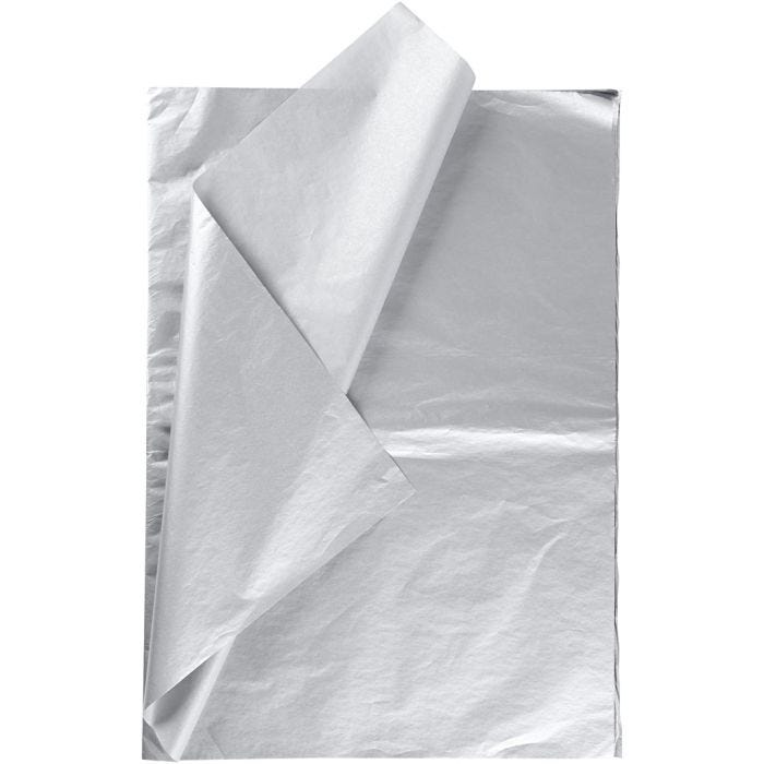 Carta Velina, foglio 50x70 cm, 17 g, argento, 6 fgl./ 1 conf.