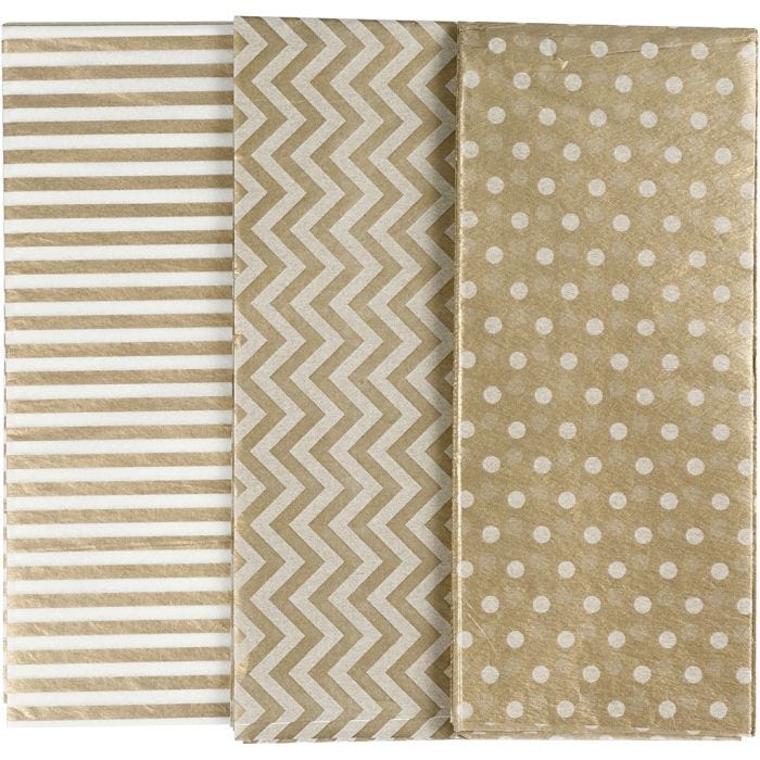 Carta velina, foglio 50x70 cm, 17 g, oro, 6 fgl./ 1 conf.