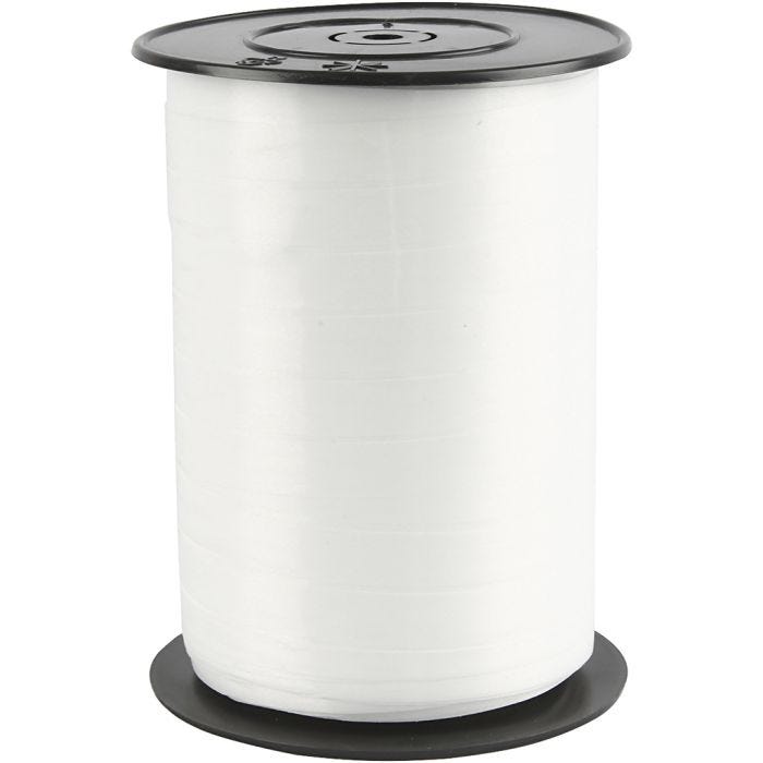 Nastro arricciabile, L: 10 mm, brillante, bianco, 250 m/ 1 rot.