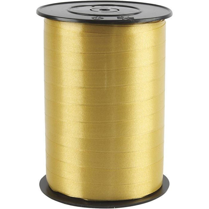Nastro arricciabile, L: 10 mm, brillante, oro, 250 m/ 1 rot.