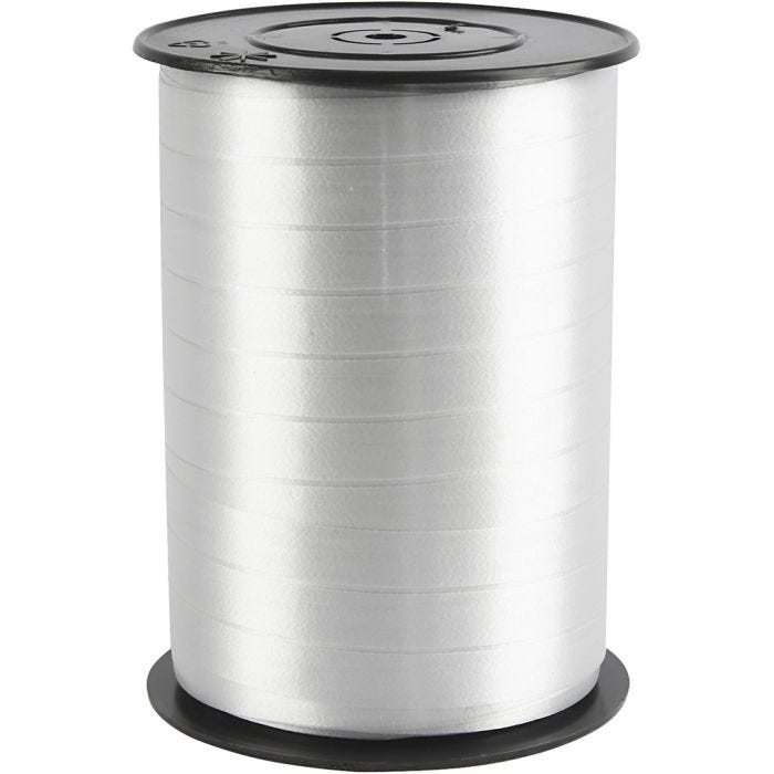 Nastro arricciabile, L: 10 mm, brillante, argento, 250 m/ 1 rot.