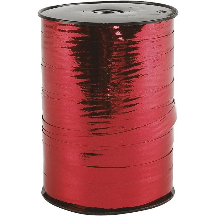 Nastro arricciabile, L: 10 mm, brillante, rosso metallico, 250 m/ 1 rot.
