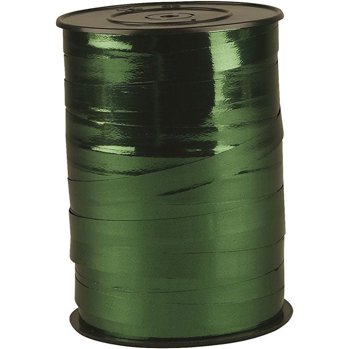 Nastro arricciabile, L: 10 mm, brillante, verde metallico, 250 m/ 1 rot.
