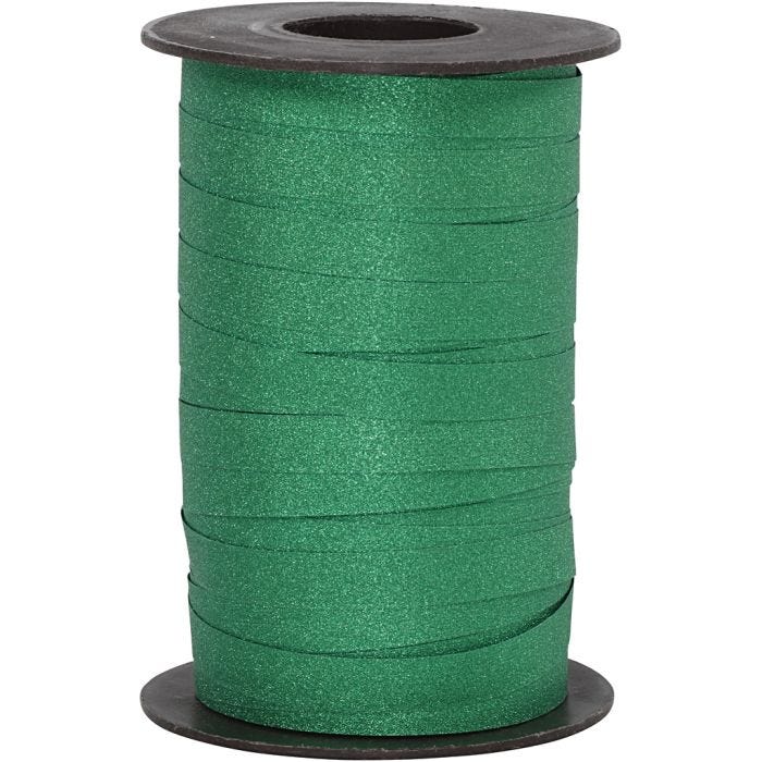 Nastro arricciabile, L: 10 mm, glitter, verde, 100 m/ 1 rot.
