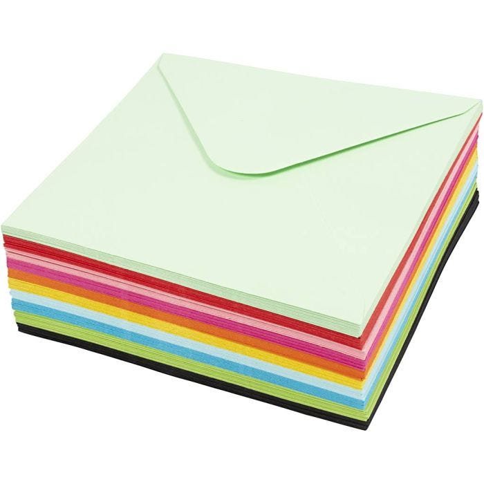 Buste colorate, dim. busta 16x16 cm, 80 g, colori asst., 10x10 pz/ 1 conf.