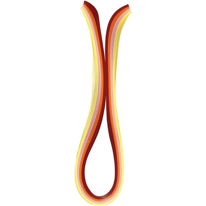 Strisce quilling, L: 78 cm, L: 5 mm, 120 g, arancio, rosa, rosso, giallo, 100 pz/ 1 conf.