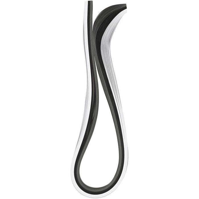 Strisce quilling, L: 78 cm, L: 5 mm, 120 g, nero, grigio, bianco, 100pz/ 1 conf.