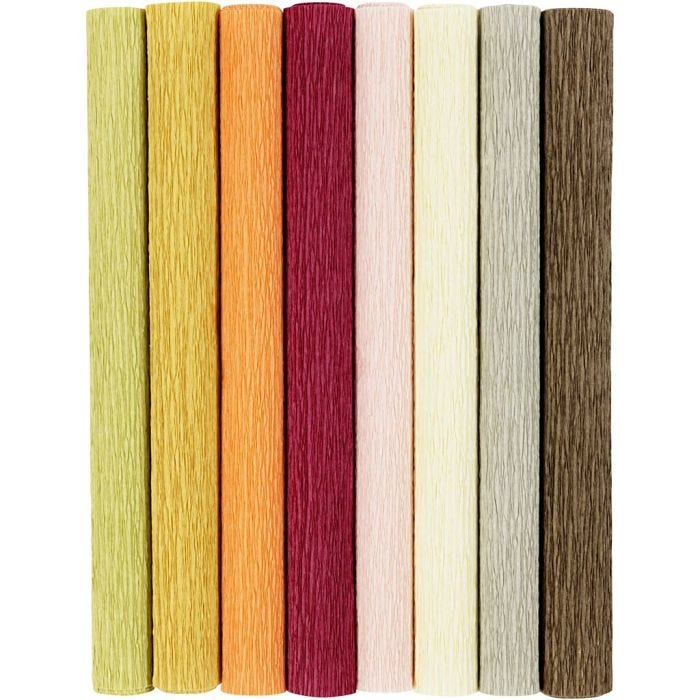 Carta Crespa, foglio 25x60 cm, Proporzione: 180%, 105 g, colori tenui, 8 fgl./ 1 conf.