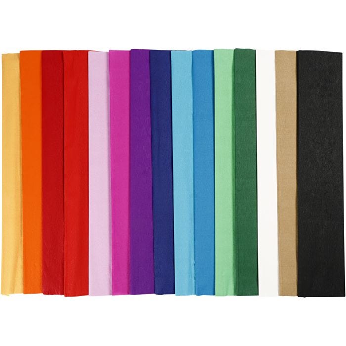 Carta Crespa, L: 2,5 M, L: 50 cm, 22 g, colori asst., 60 rot./ 1 conf.