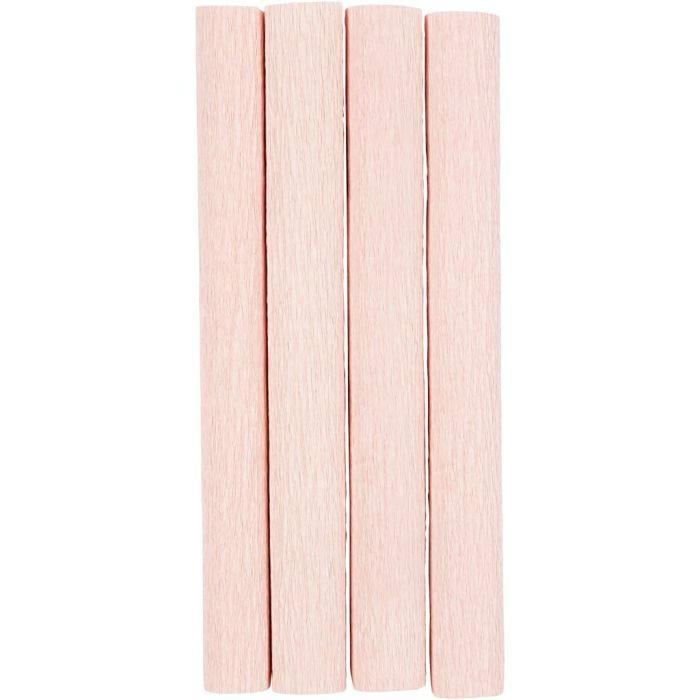 Carta Crespa, foglio 25x60 cm, Proporzione: 180%, 105 g, rosato tenue, 4 fgl./ 1 conf.