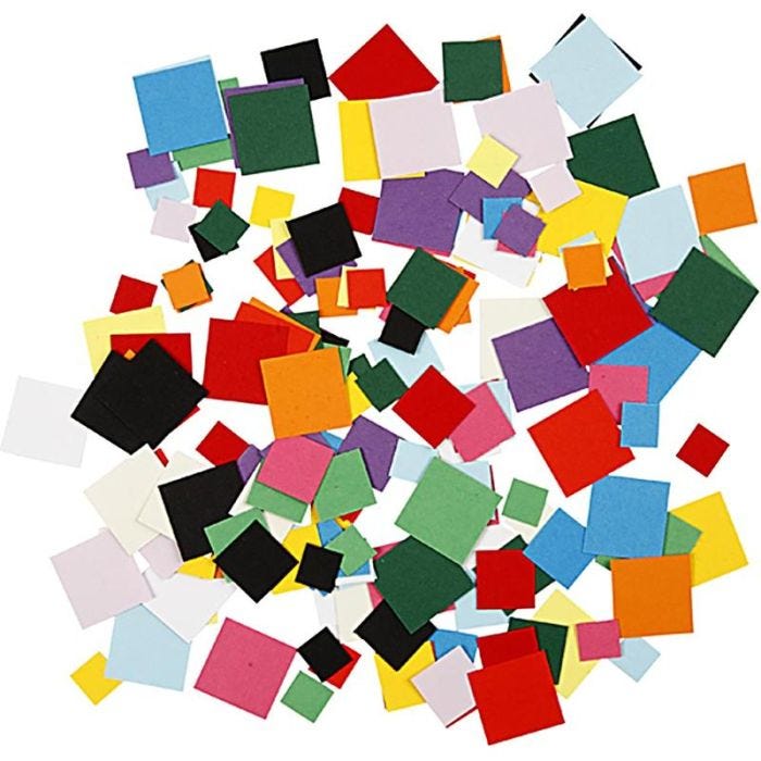 Ritagli per mosaici, quadrato, misura 10+15+20 mm, 180g/ 1 conf.