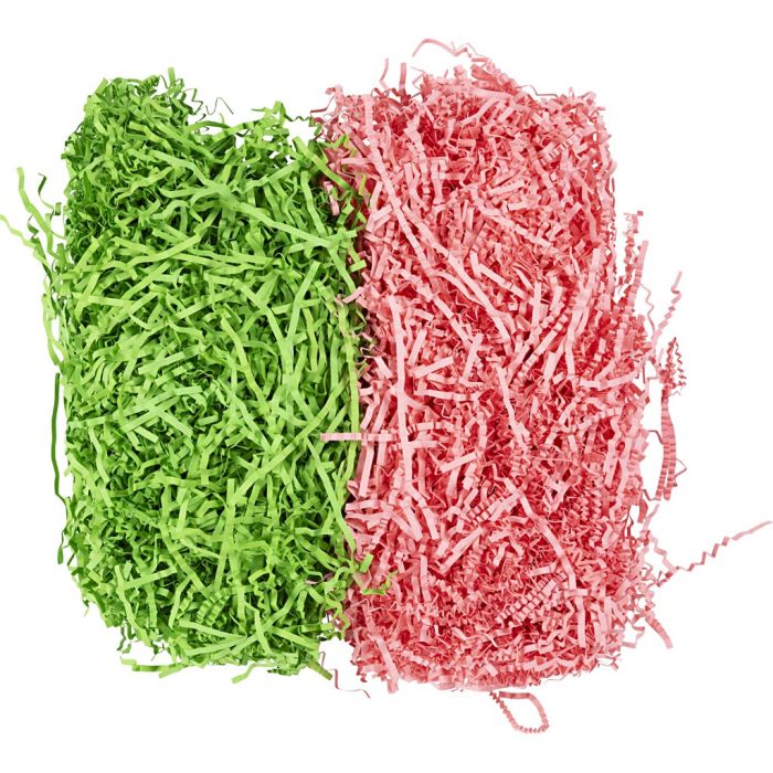 Carta Stropicciata, L: 25-30 cm, L: 3 mm, verde scuro, rosa, 2x50 g/ 1 conf.