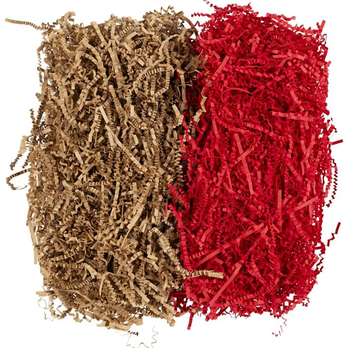 Carta Stropicciata, L: 25-30 cm, L: 3 mm, marrone, rosso, 2x50 g/ 1 conf.