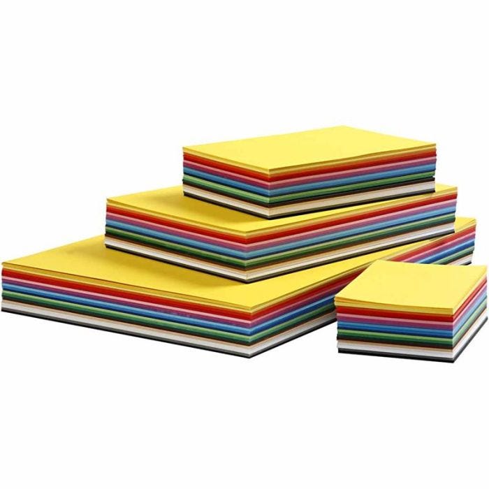 Cartoncino Colorato, A2,A3,A4,A5,A6, 180 g, colori asst., 1800 fgl. asst./ 1 conf.