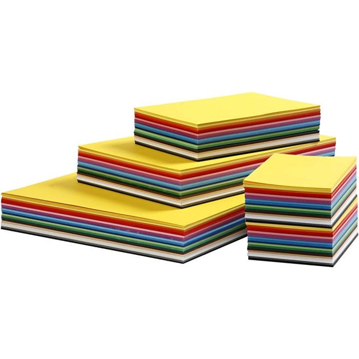 Cartoncino Colorato, A3,A4,A5,A6, 180 g, colori asst., 1500fgl. asst./ 1 conf.