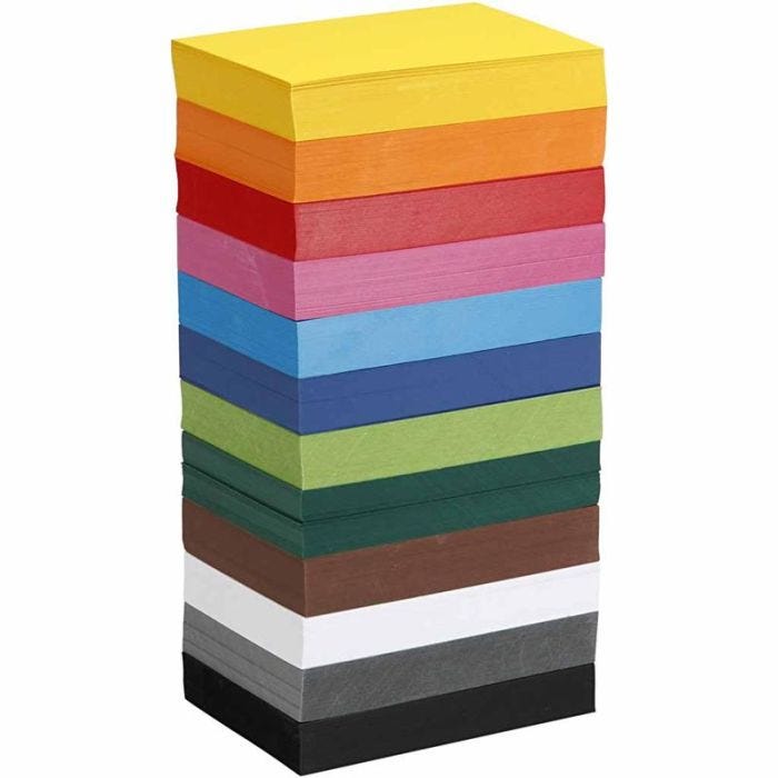 Cartoncino, A6, foglio 105x148 mm, 180 g, colori asst., 12x100fgl./ 1 conf.