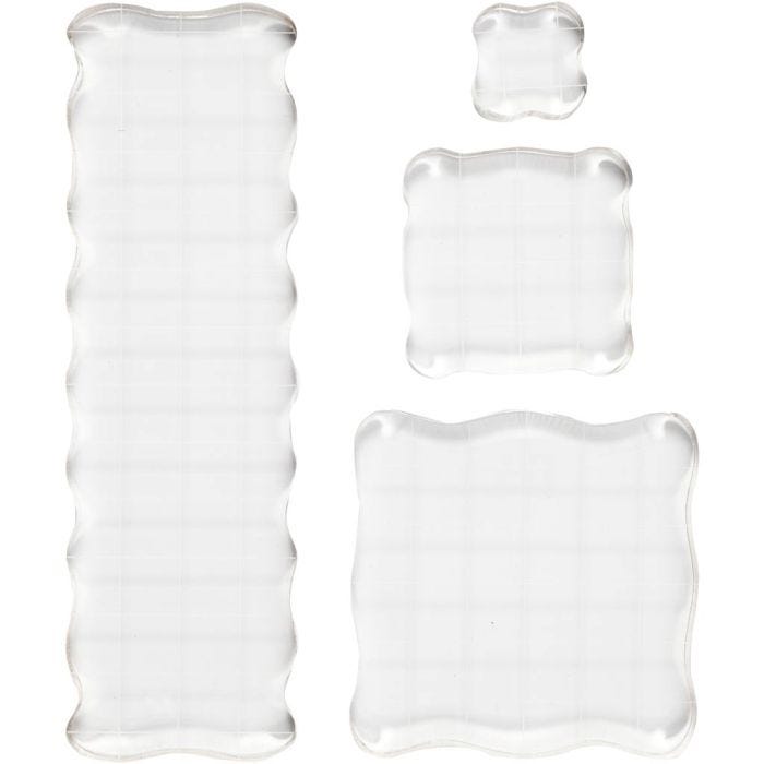 Blocco Acrilico, misura 2,5x2,5+5x5+7,6x7,6+5x16,5 cm, spess. 1 cm, 4 pz/ 1 conf.