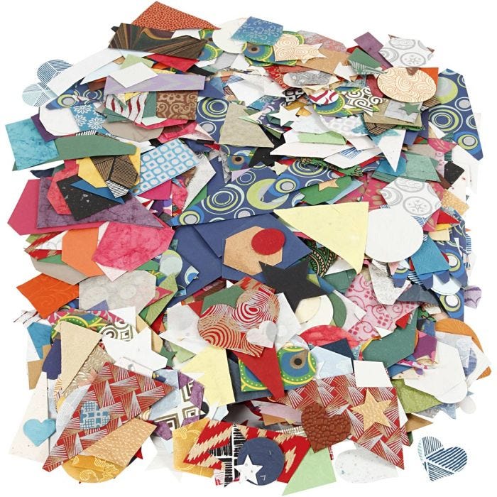 Ritagli di Carta fatta a Mano, misura 25-130 mm, 110 g, 500 g/ 1 conf.