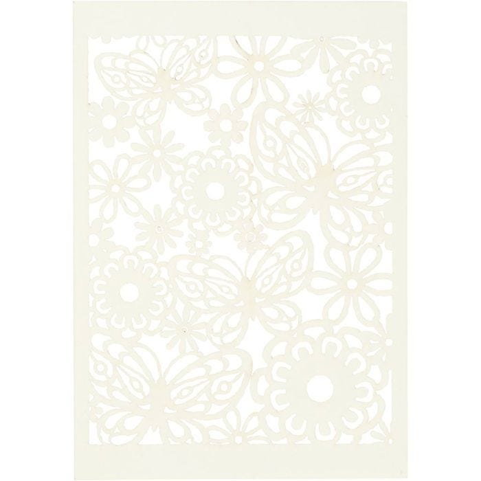 Cartoncino con motivo a pizzo, foglio 10,5x15 cm, 200 g, avorio, 10 pz/ 1 conf.