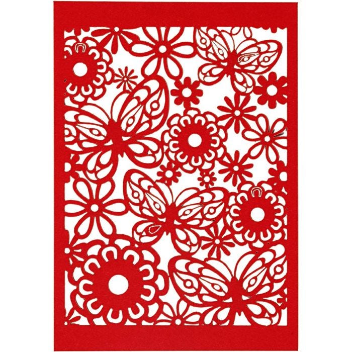 Cartoncino con motivo a pizzo, foglio 10,5x15 cm, 200 g, rosso, 10 pz/ 1 conf.