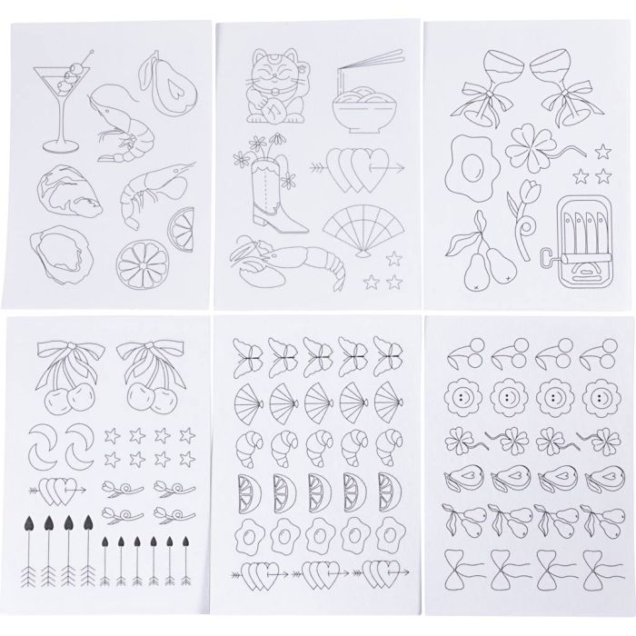 Carta Idrosolubile Da Ricamo, Disegni decorativi, A5, foglio 148,5x210 mm, 6 fgl./ 1 conf.