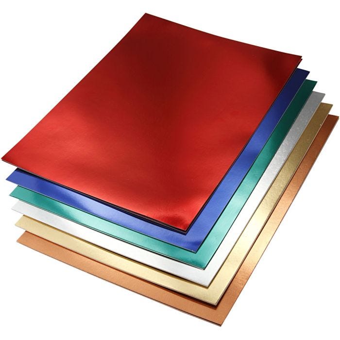 Cartoncino metallizzato, A4, foglio 210x297 mm, 280 g, colori asst., 30 fgl. asst./ 1 conf.